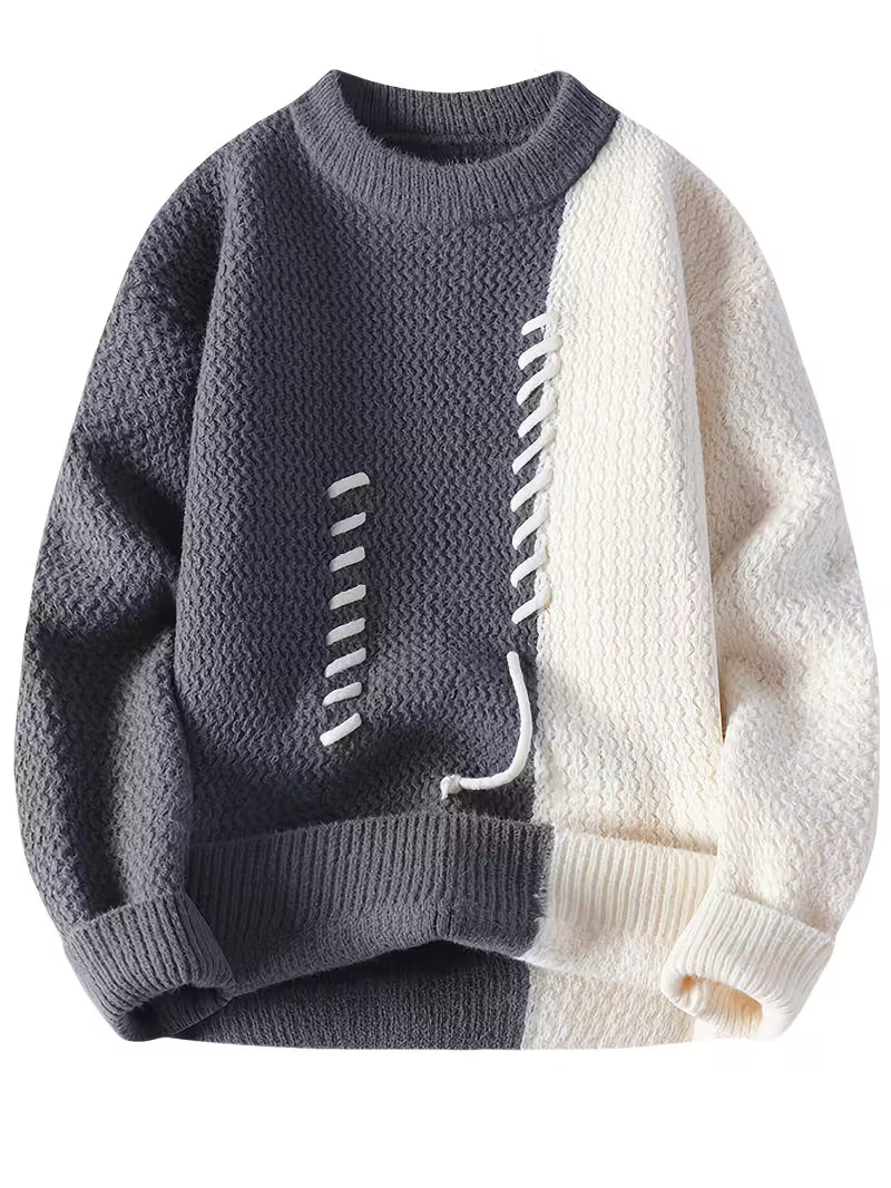Rococity™ Men’s Classic Solid Knit Pullover — Timeless Warmth, Effortless Style